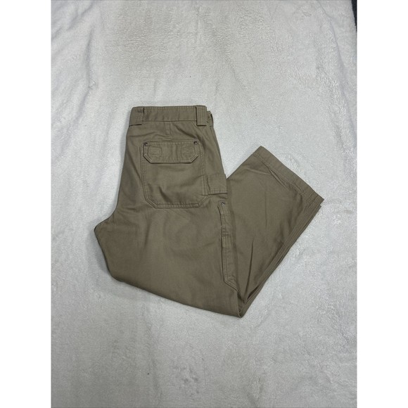 Duluth Trading Tan Khaki Utility Canvas Carpenter Cargo Pants Men's Size 37x28 - Picture 1 of 8